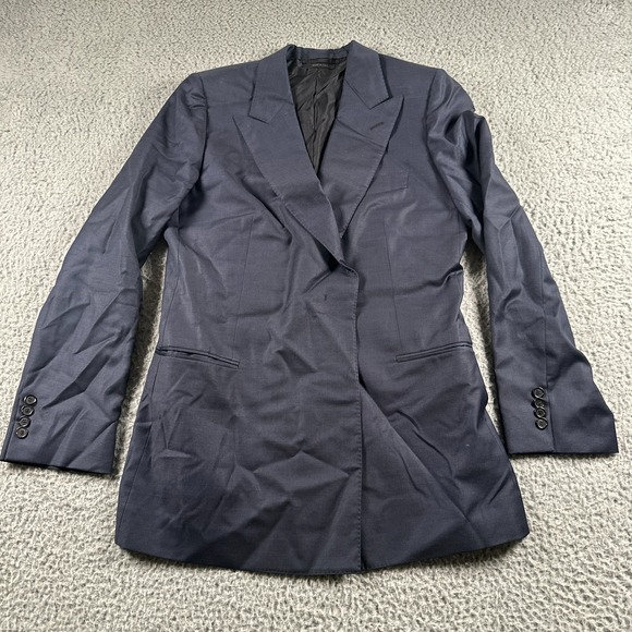 Brioni Ventiquattro Donna Suit Jacket 46L Navy Double‎ Breasted Wool Minor Flaws